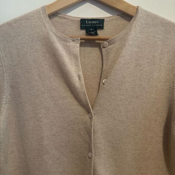 Lauren Ralph Lauren Cashmere 3/4 Sleeve Cardigan Sweater Size M - Picture 3 of 5